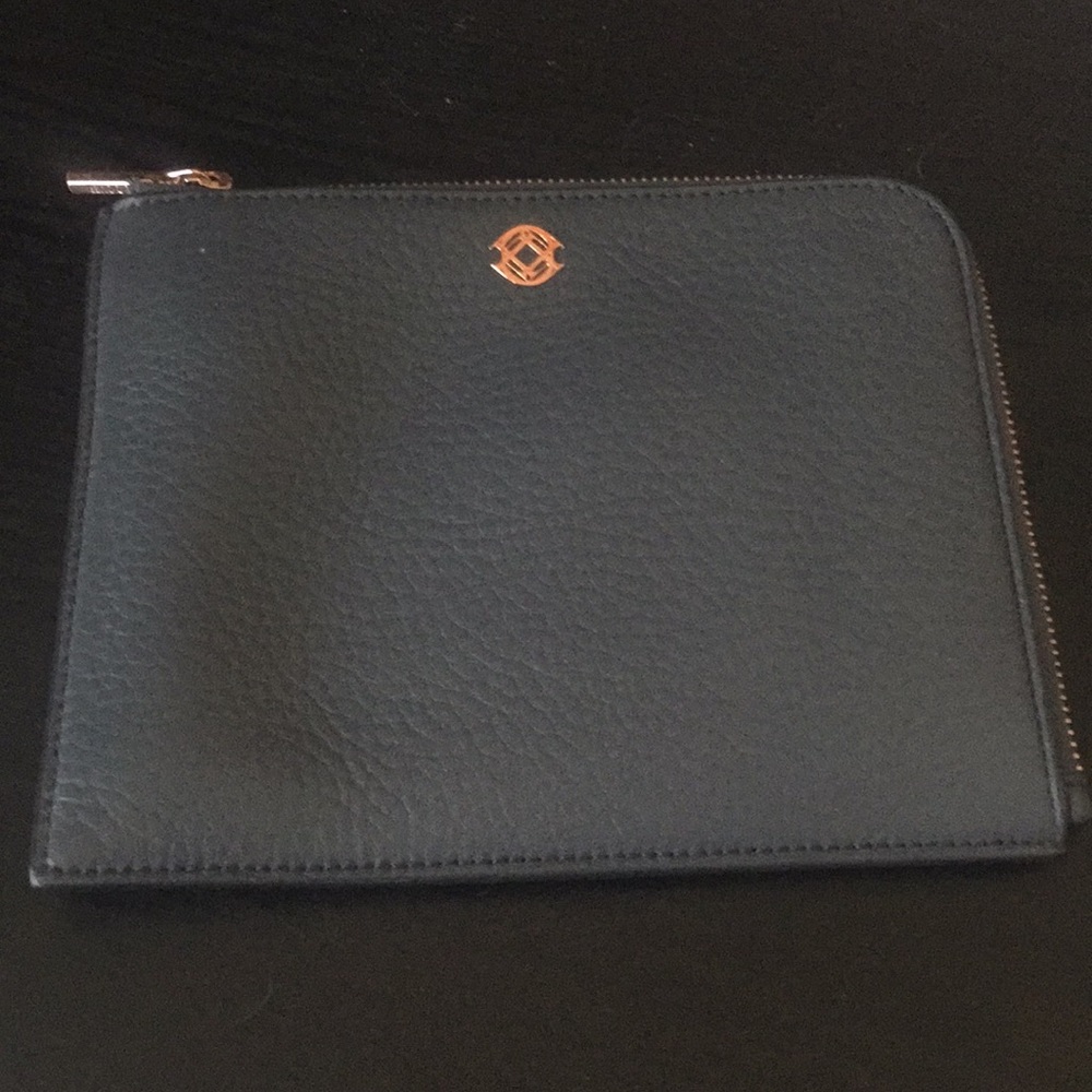 NWOT Dagne Dover Small Elle Leather Clutch in Graphite color